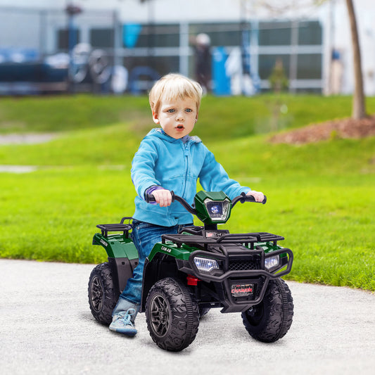 HOMCOM 12V Kids Quad Bike with Forward, Reverse Functions, Ride-On ATV w/ Music, LED, Headlights, for Ages 3-5 Years - Green