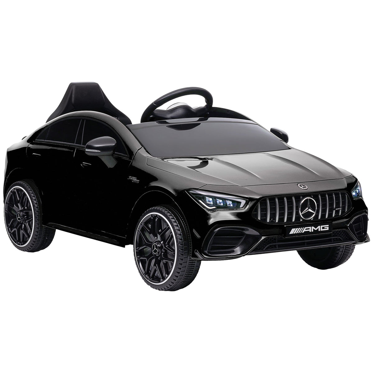 AIYAPLAY Mercedes-Benz AMG CLA 45 Licensed 12V Kids Electric Car Ride on Car w/ Remote, Suspension Lights Music Horn - Black