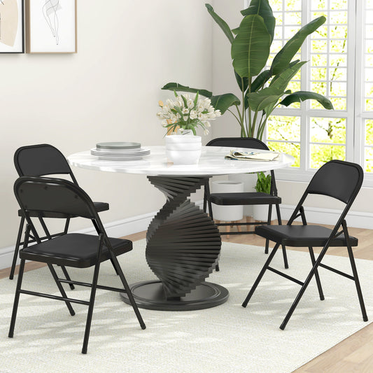 HOMCOM Set of Four Cushioned Folding Chairs - Black