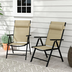 Outsunny Set of Two Padded Garden Chairs - Khaki