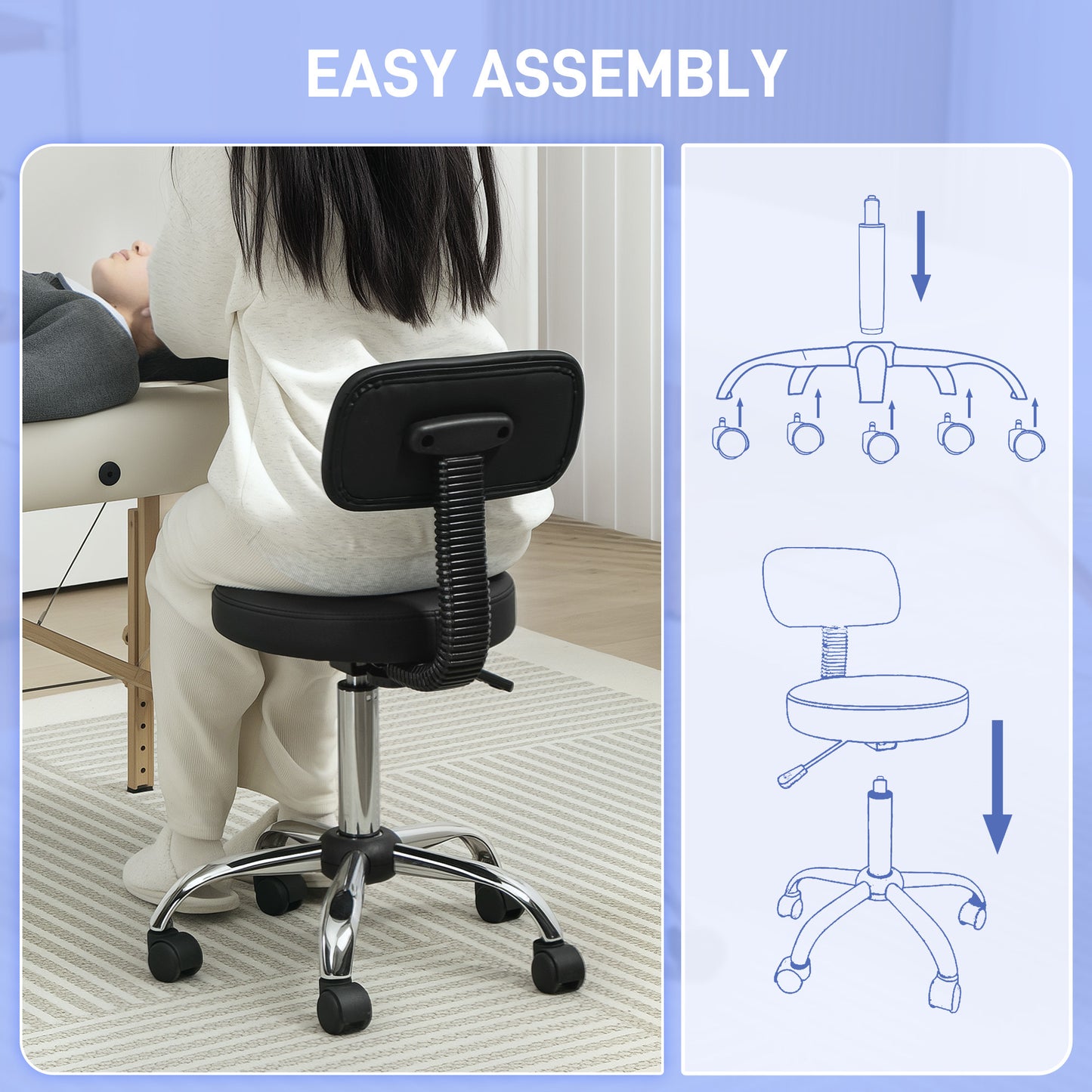 HOMCOM 360√Ç¬∞ Swivel Seat Salon Stool - Black