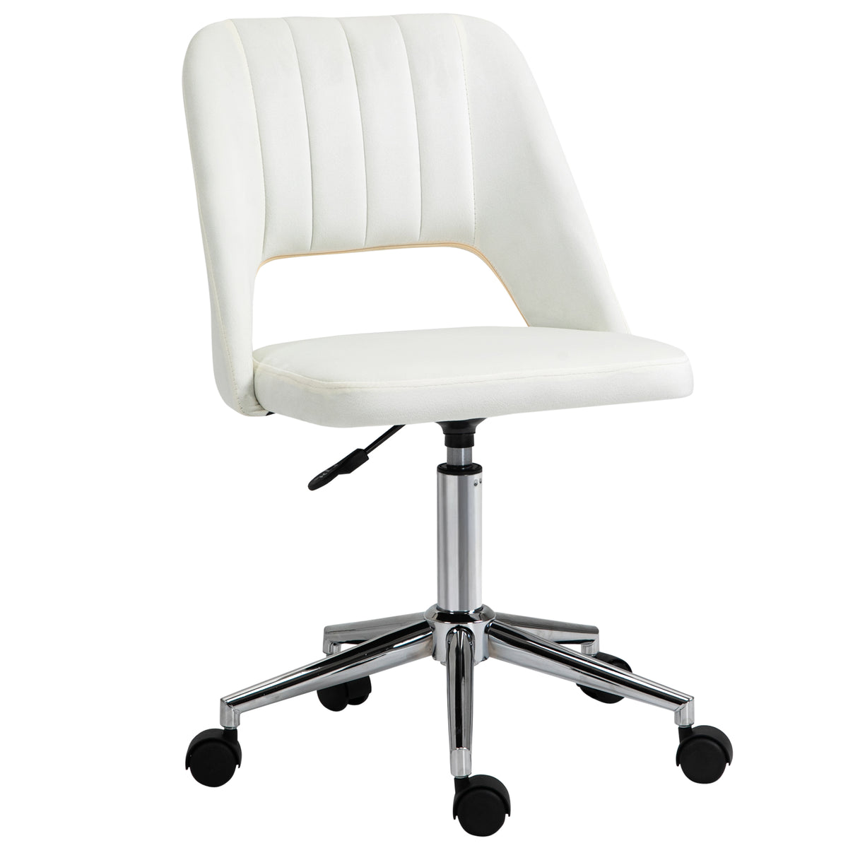 Vinsetto Armless Velvet-Feel Office Chair - Cream White