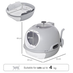 PawHut Cat Litter Box Toilet with Litter Scoop Enclosed Drawer, Front Entry Top Exit, Easy To Clean Grey