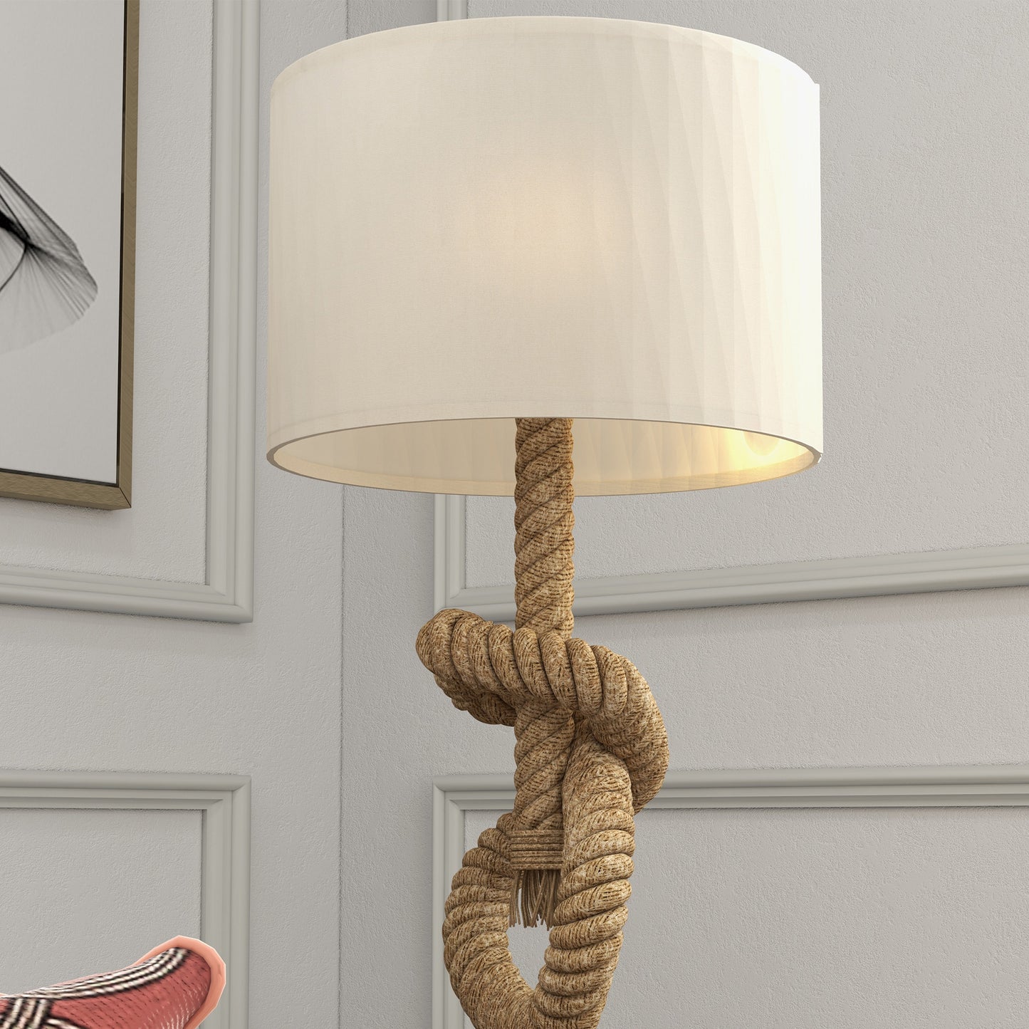 مصباح طاولة LED بحري من HOMCOM مع منفذ شحن USB، مصباح مكتب بجانب السرير لغرفة النوم وغرفة المعيشة والمكتب المنزلي
