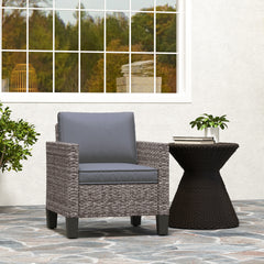 Outsunny Single Rattan Armchair, with Cushions - Mixed Grey