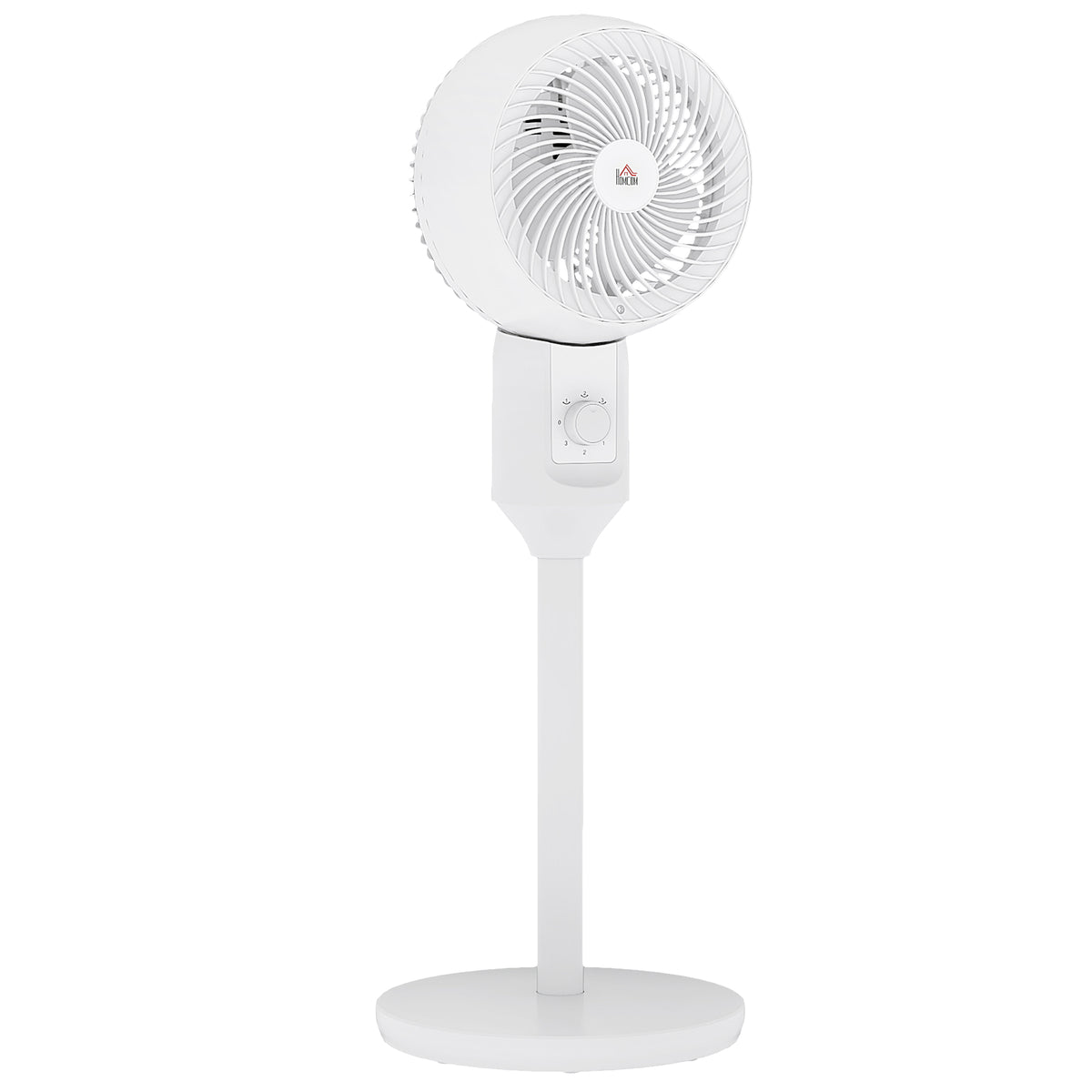 HOMCOM 9'' Air Circulator Fan 3 Speed, 70√Ç¬∞ Oscillation 90√Ç¬∞ Vertical Tilt, Carry Handle, Pedestal Fan, Pedestal Fan for Living Room, Bedroom, Office, White