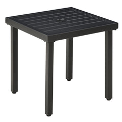 Outsunny Garden Side Table End Table Patio Coffee Table with Umbrella Hole, Steel Frame for Balcony, Black