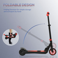 HOMCOM Folding Electric Scooter with Brake, for Ages 6+ Years, 8km/h Maximum Speed, Red