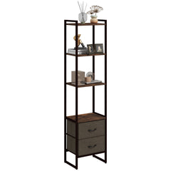 HOMCOM Four-Tier Industrial Display Shelf, with Bottom Drawers