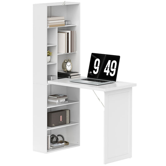 HOMCOM Three-Part Work Desk, with Storage and Writing Board - White