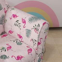 AIYAPLAY Kids Armchair with Flamingo Design, Wooden Frame, for Bedroom, Playroom, Kids Room - Pink