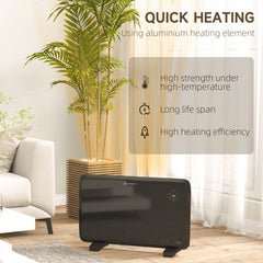 HOMCOM 1.2kW Freestand/On-Wall Electric Convector Heater, with Adjustable Thermostat - Black