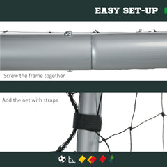 SPORTNOW 8ft x 5ft Football Goal, Set of 2 Football Net for Garden, Training Goal with Ground Stakes, Steel Frame