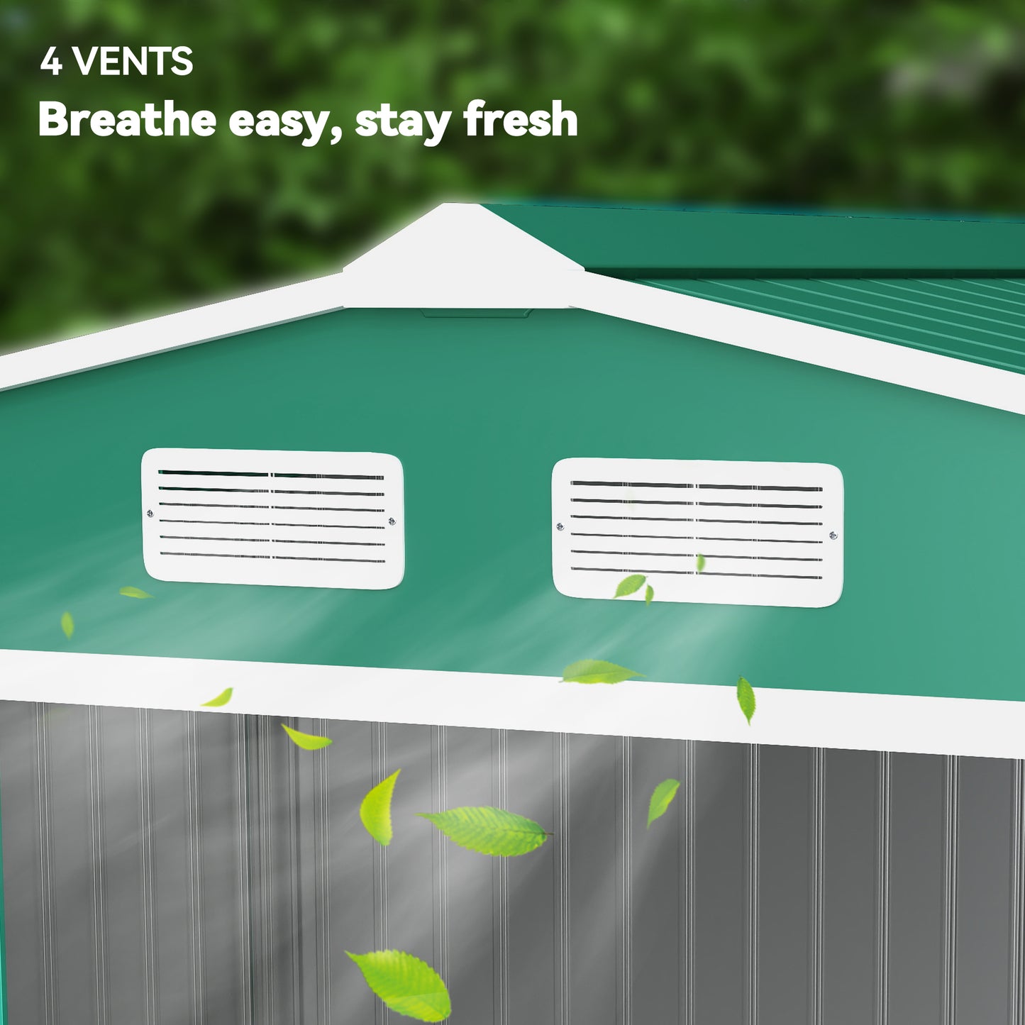 Outsunny 9 x 6ft Metal Garden Shed, Outdoor Storage Tool House with Ventilation Slots, Foundation Kit and Lockable Double Doors, Green