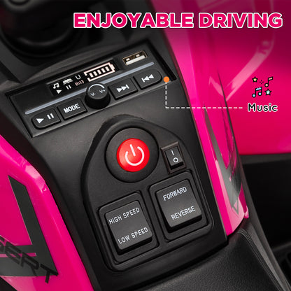 AIYAPLAY 12V Kids Electric Ride on ATV, Battery-Powered Quad Bike w/ Spring Suspension, Forward Backward, Storage Basket, Pink