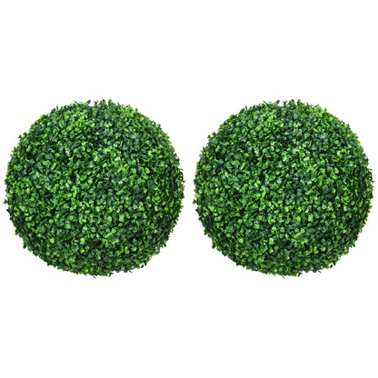 HOMCOM Set of Two Artificial Boxwood Balls Plants - Green