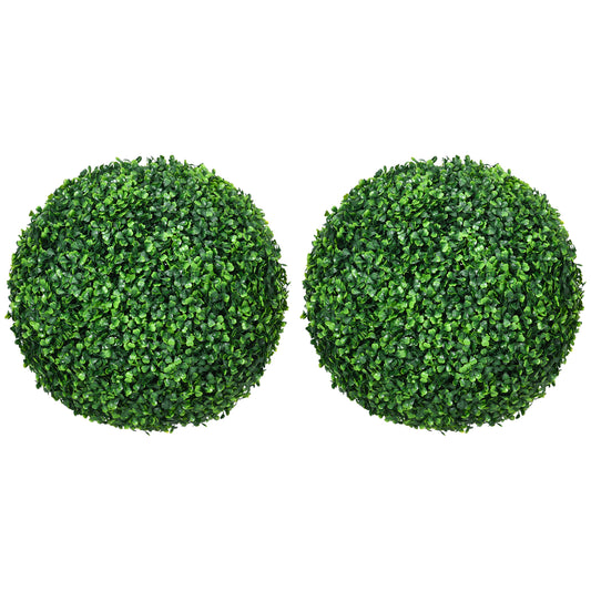 HOMCOM Set of Two Artificial Boxwood Balls Plants - Green