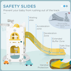 مجموعة أرجوحة ومنزلق 6 في 1 من AIYAPLAY، ملعب للأطفال مع حلقة كرة سلة وتلسكوب ومساحة تخزين - أصفر