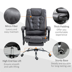 Vinsetto Heated 6 Points Vibration Massage Executive Office Chair Adjustable Swivel Ergonomic High Back Desk Chair Recliner with Footrest Dark Grey