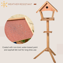 PawHut Wooden Bird Table Freestanding Feeding Station for Garden Outside ,139H cm, Natural