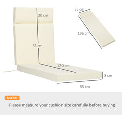 مجموعة من وسادتين للاستلقاء تحت الشمس من Outsunny، وسائد بديلة لأثاث الروطان مع أربطة، 196 × 55 سم، أبيض كريمي