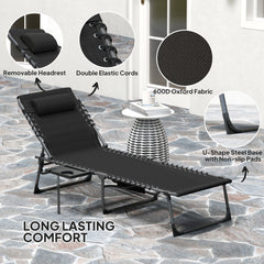 Outsunny Five-Position Reclining Sun Lounger - Black