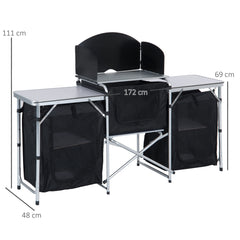 Outsunny Multi-Storage Portable Camping Kitchen, with Heat-Resistant Tabletops and Bag