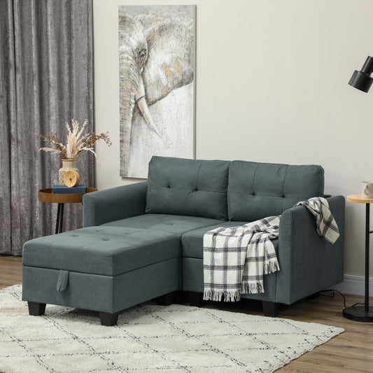 HOMCOM 'L' Shape Modular Storage Sofa - Dark Grey