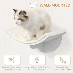 PawHut Wood Cat Shelves Wall-Mounted Shelter Curved Kitten Bed Cat Perch Climber Cat Furniture 41 x 28 x 21cm White