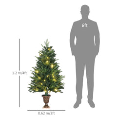 HOMCOM 1.2m 4ft Christmas Tree Entrance D√É¬©cor 750 Tips Xmas Pre-lit Tree 80 LED with Vase Base