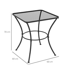 Outsunny 60cm Square Garden Table, Outdoor Metal Bistro Side Desk with Mesh Top, Black