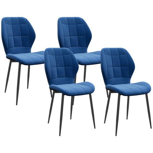 HOMCOM Set of Four Velvet Relaxed Tub Dining Chairs - Dark Blue