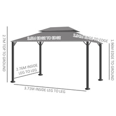 Outsunny 3 x 4m Aluminium Garden√Ç Gazebo, Marquee Canopy Shelter Pavilion Party Tent with Nets and Curtains for Garden and Deck, Light Grey