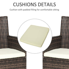 Outsunny 2 PC Outdoor Rattan Armchair Dining Chair Garden Patio Furniture w/ Armrests Cushions Mixed Brown