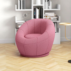 HOMCOM Modern Accent Chair, Swivel Upholstered Armchair for Living Room, Bedroom, Home Office, Pink