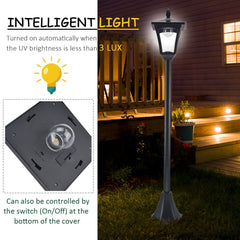 Outsunny Outdoor Garden Solar Post Lamp Sensor Dimmable LED Lantern Bollard Pathway 1.6M Tall √¢‚Ç¨‚Äú Black