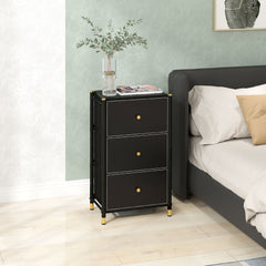 HOMCOM Faux Leather Front Chest of Three Drawers - Black