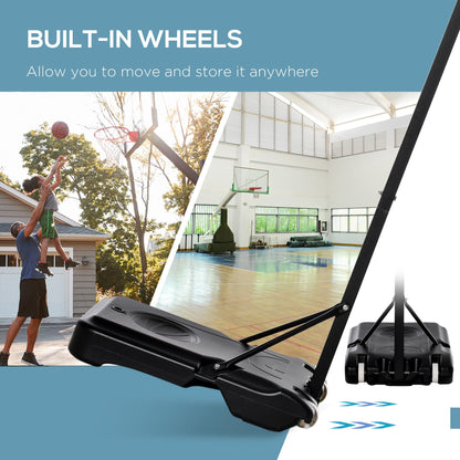 HOMCOM Portable Basketball Hoop Stand Freestanding Sports System Adjustable Height 1.55-2.1M on Wheels for Teenagers Adults, White