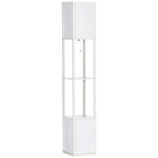 HOMCOM 156cm Floor Lamp Shelving Unit - White