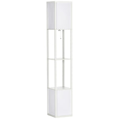 HOMCOM 156cm Floor Lamp Shelving Unit - White