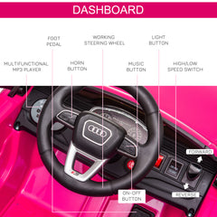 HOMCOM Audi RS Q8 6V Kids Electric Ride On Car Toy w/ Remote USB MP3 Bluetooth Pink