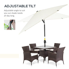 Outsunny 3x2m Patio Parasol Garden Umbrellas Canopy with Aluminum Tilt Crank Rectangular Sun Shade Steel, Cream White