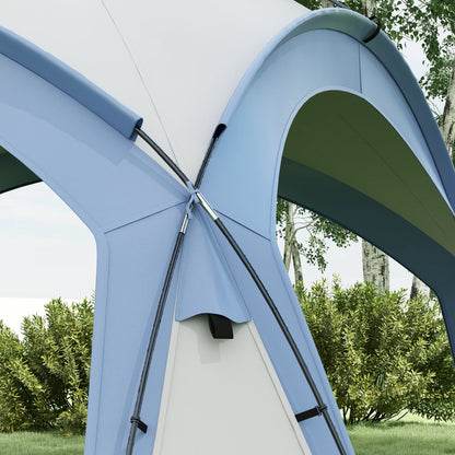 Outsunny 3.5 x 3.5M Camping Gazebo, Outdoor Event Shelter Dome Tent Garden Sun Shelter Patio Spire Arc Pavilion Camp Sun Shade Tent for 6-8 Person, Light Blue