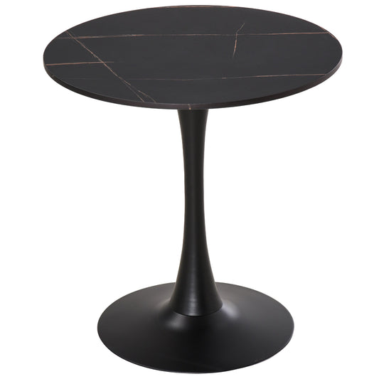 HOMCOM Modern Round Dining Table Leisure Coffee Bistro Table with Metal Base for Kitchen & Dining Room Black