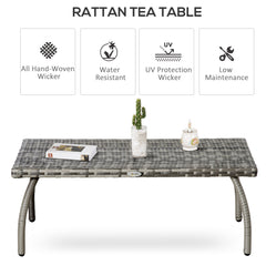 Outsunny PE Wicker Rattan Garden Coffee Table - Mixed Grey