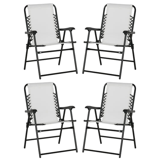 Outsunny Pieces Patio Folding Chair Set, Outdoor Portable Loungers for Camping Pool Beach Deck, Lawn Chairs with Armrest Steel Frame, Cream White