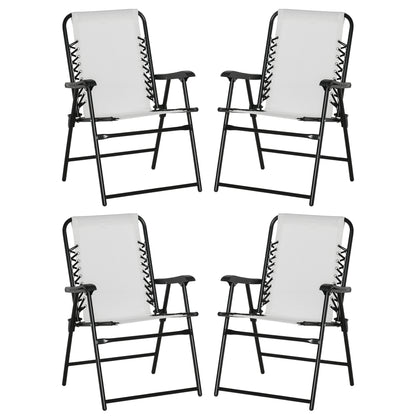 Outsunny Pieces Patio Folding Chair Set, Outdoor Portable Loungers for Camping Pool Beach Deck, Lawn Chairs with Armrest Steel Frame, Cream White
