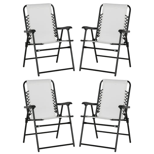 Outsunny Pieces Patio Folding Chair Set, Outdoor Portable Loungers for Camping Pool Beach Deck, Lawn Chairs with Armrest Steel Frame, Cream White
