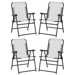 Outsunny Pieces Patio Folding Chair Set, Outdoor Portable Loungers for Camping Pool Beach Deck, Lawn Chairs with Armrest Steel Frame, Cream White