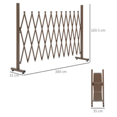 Outsunny Expanding Trellis Fence Freestanding Movable Fence Foldable Garden Screen Panel Aluminum, 300cm x 103.5 cm, Dark Brown